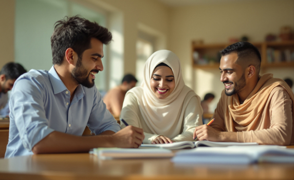 Mentor helping students with their studies