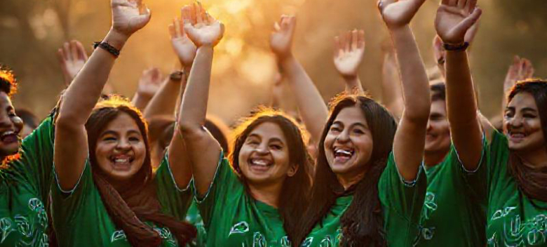 Volunteers celebrating together